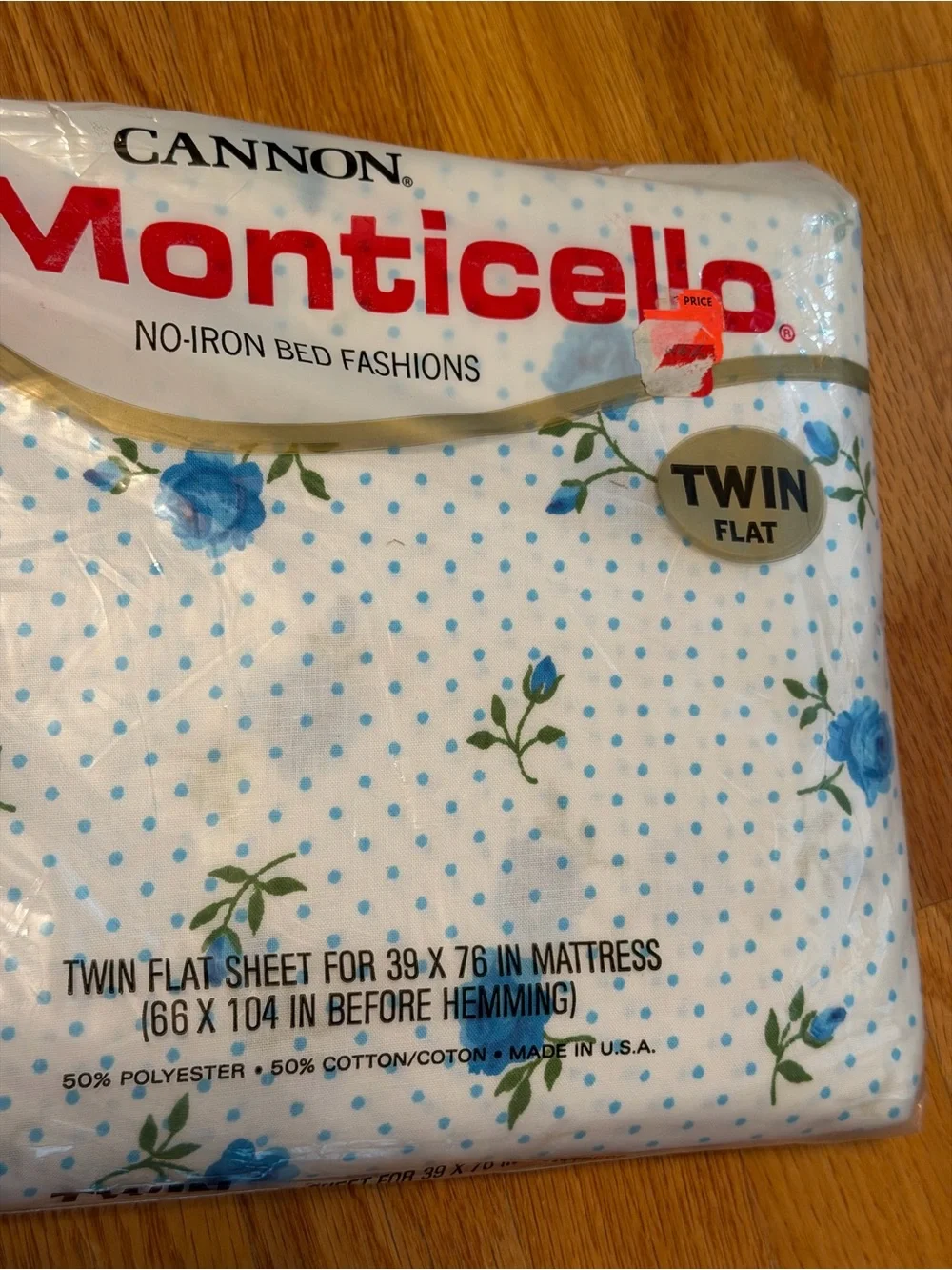 🆕 Cannon Monticello twin flat sheet 50/50  Flat Sheet blue roses “Rose Dream”